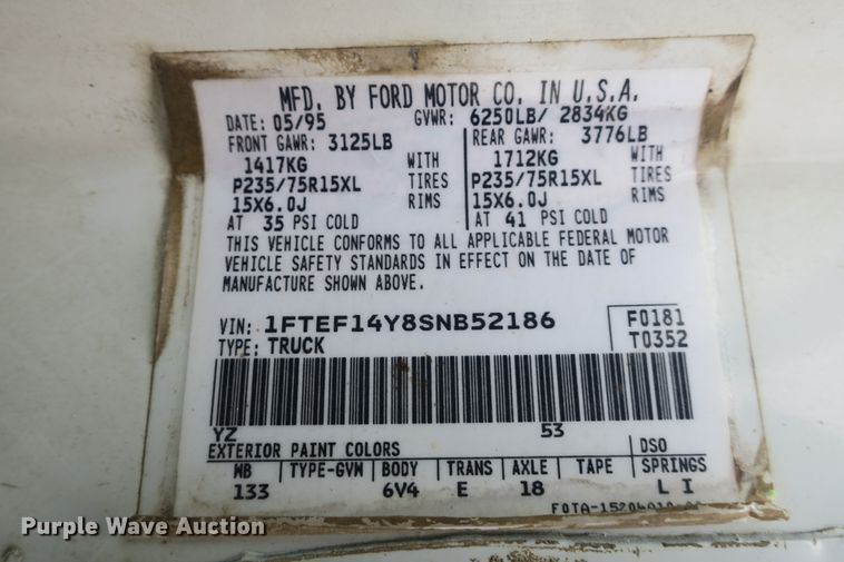 image for item DB10038 1995 Ford F150 pickup truck