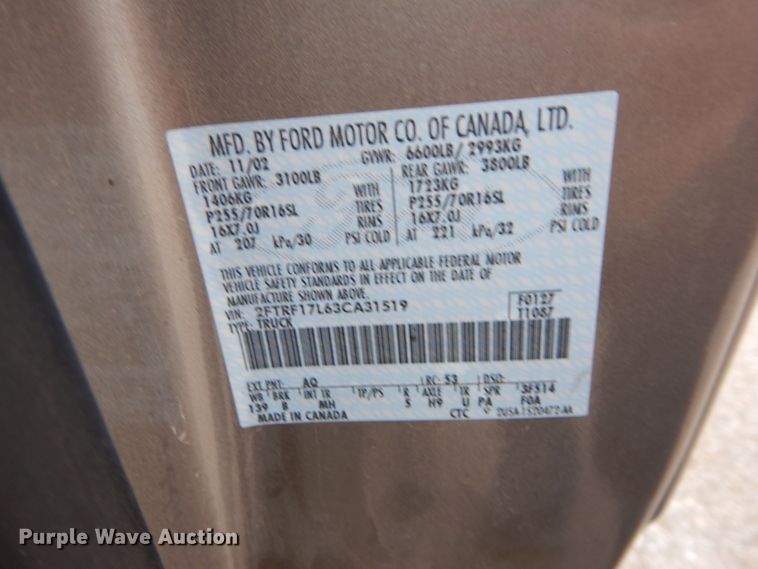 image for item DH3726 2003 Ford F150 pickup truck