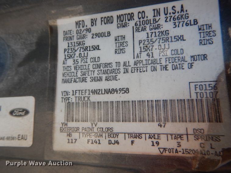 image for item DH6366 1990 Ford F150 XLT Lariat pickup truck