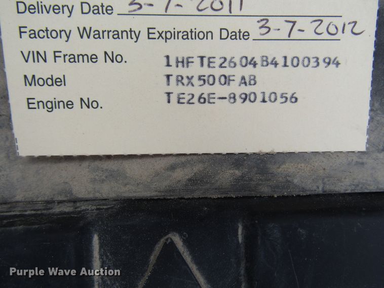 image for item DH8415 2011 Honda Rubicon TRX500FAB ATV