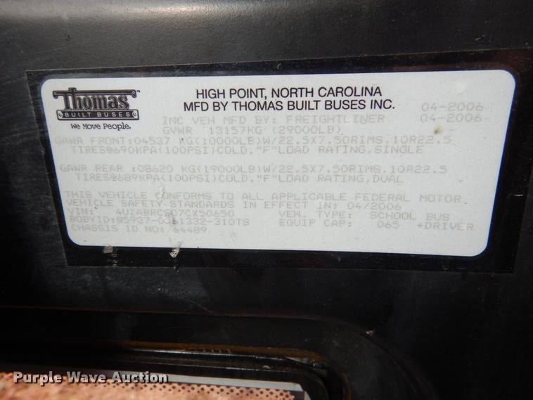 image for item EC9189 2007 Freightliner Thomas school bus