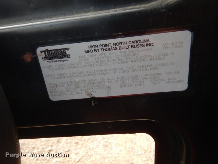 image for item EC9190 2007 Freightliner 310TS Thomas school bus