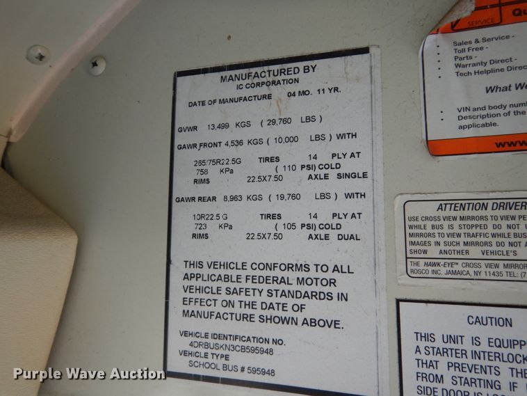 image for item EC9192 2012 International CE school bus