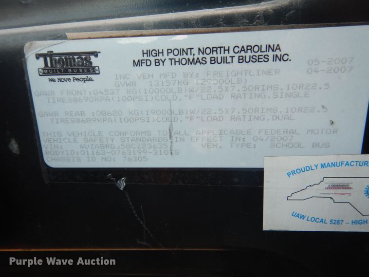 image for item EC9193 2008 Freightliner 310TS Thomas school bus