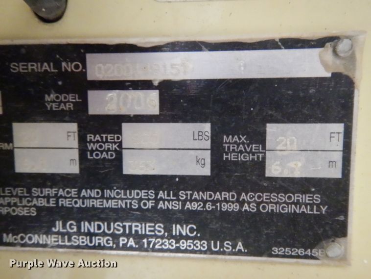 image for item ER9886 2006 JLG 2030ES scissor lift