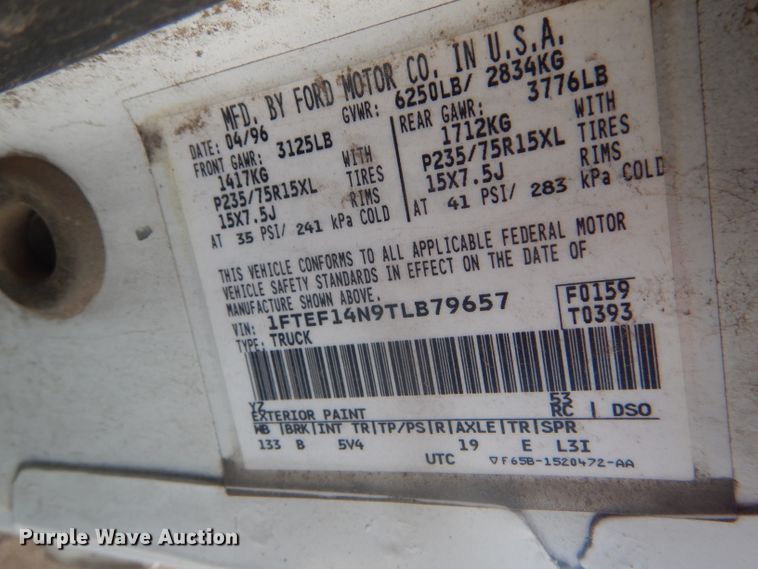 image for item FG9985 1996 Ford F150 XLT pickup truck