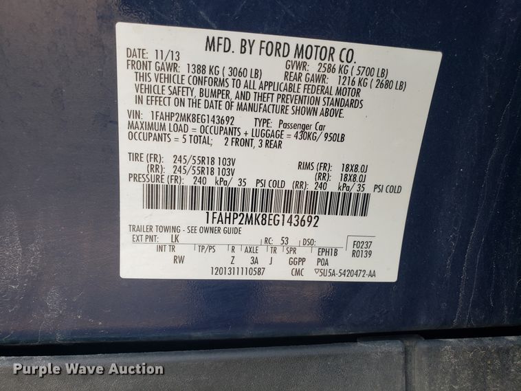 image for item GA9467 2014 Ford Taurus Police Interceptor