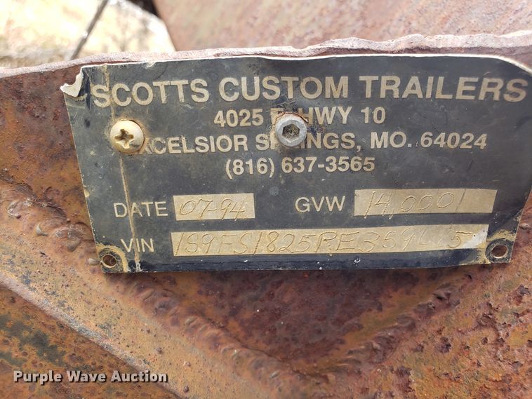image for item GA9473 1994 Scott's Custom Trailers utility trailer