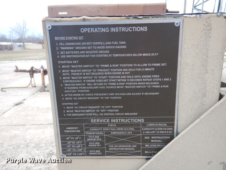 image for item GD9024 1982 Onan MEP-002A generator