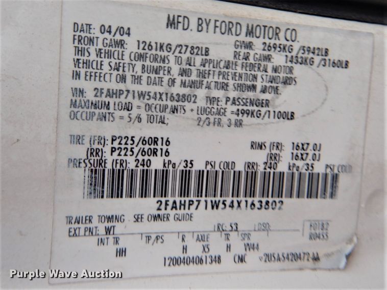 image for item GD9054 2004 Ford Crown Victoria Police Interceptor