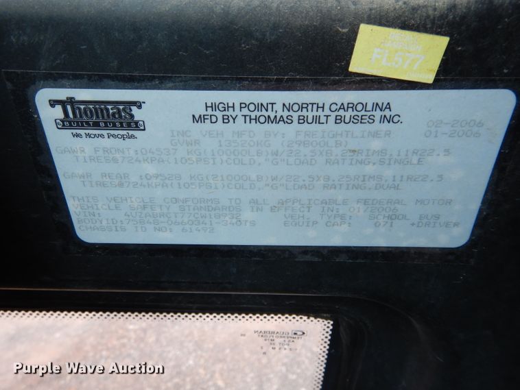 image for item GE9122 2007 Freightliner B2 Thomas school bus