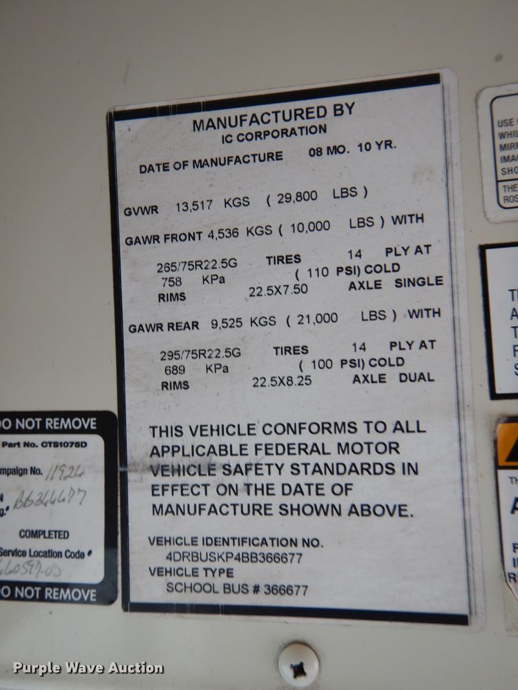 image for item GE9123 2011 International CE school bus