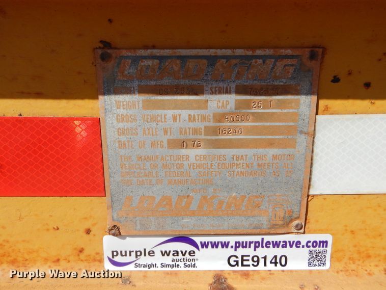 image for item GE9140 1973 Load King CS252 drop deck equipment trailer