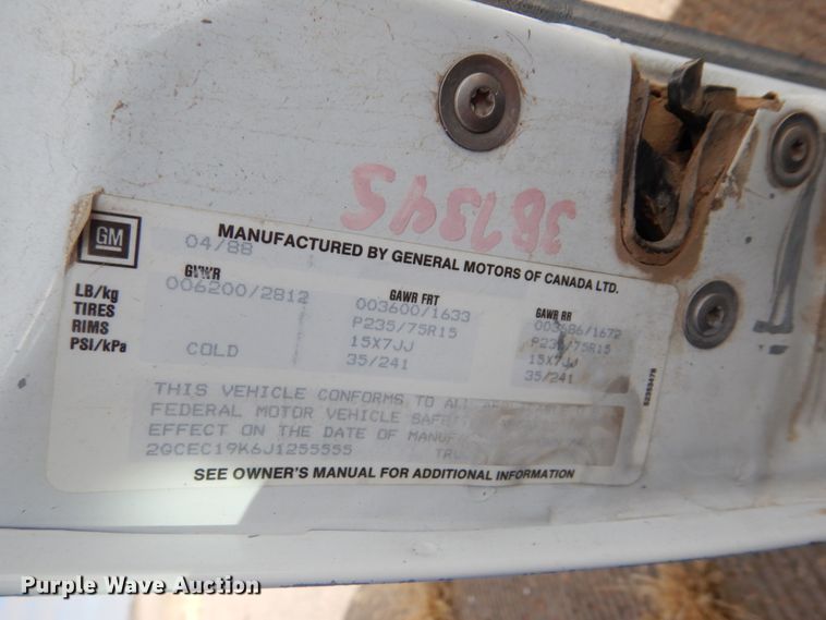 image for item GX9826 1988 Chevrolet Cheyenne 1500 Ext. Cab pickup truck