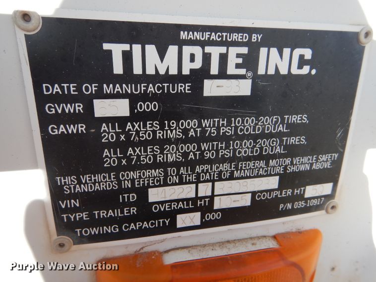 image for item GX9746 1994 Timpte Super Hopper grain trailer