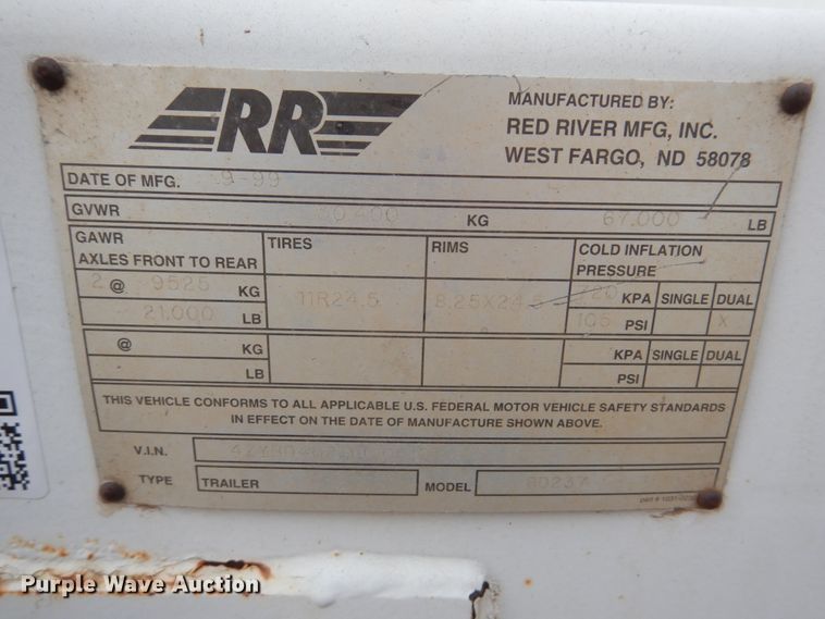 image for item DF7365 2000 Red River BD237 bottom dump trailer