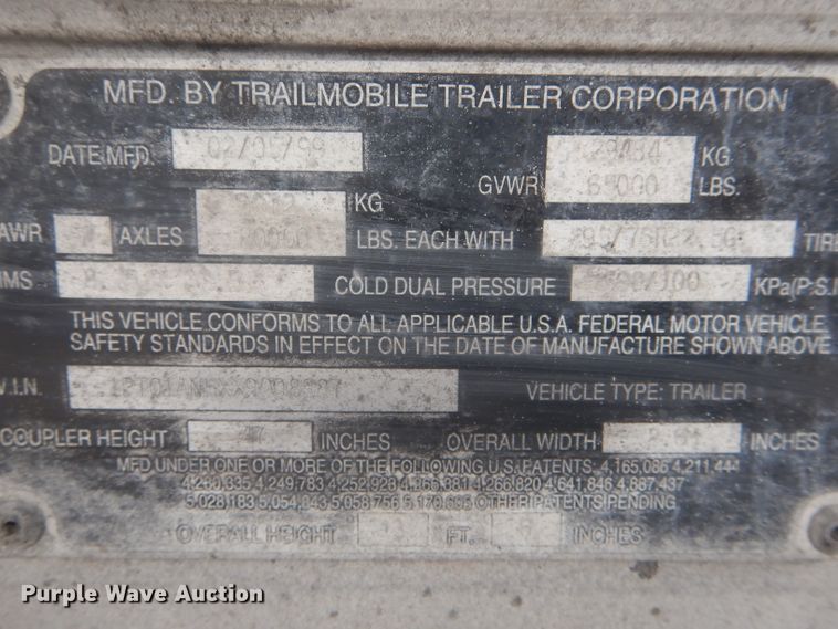 image for item DH6332 1999 Trailmobile refrigerated van trailer