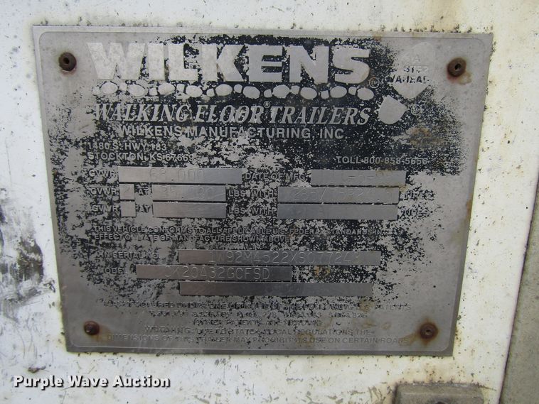 image for item DH8366 1999 Wilkens OK20A32GCFSD live bottom trailer