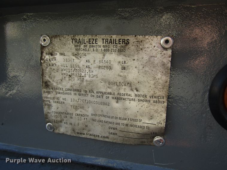 image for item DH8456 2004 Trail-Eze TE70HT drop deck trailer