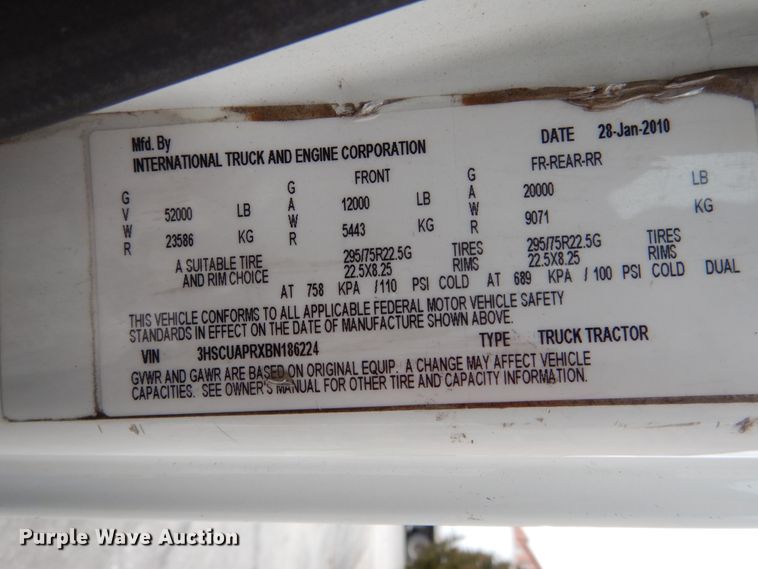 image for item EK9149 2011 International ProStar Premium semi truck