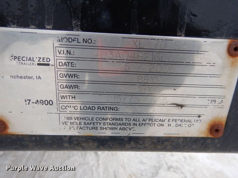 image for item FU9223 2006 XL Specialized XL70SA tilt deck equipment trailer