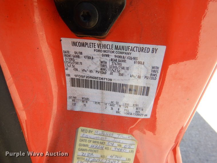 image for item DE4406 2008 Ford F250 Super Duty utility bed pickup truck