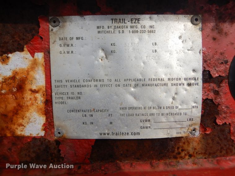 image for item DE4407 2006 Trail Eze TE401 tilt deck equipment trailer