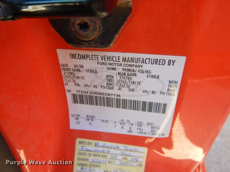 image for item DE4411 2008 Ford F250 Super Duty utility bed pickup truck