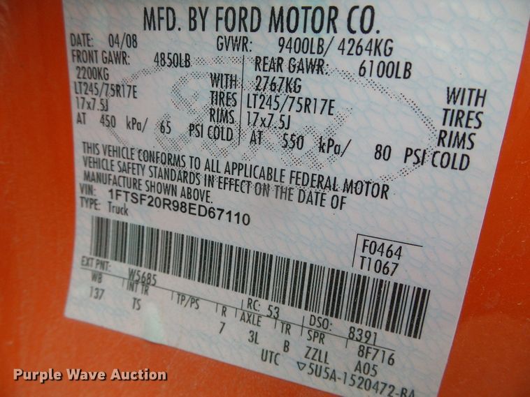 image for item DH4783 2008 Ford F250 Super Duty XL pickup truck