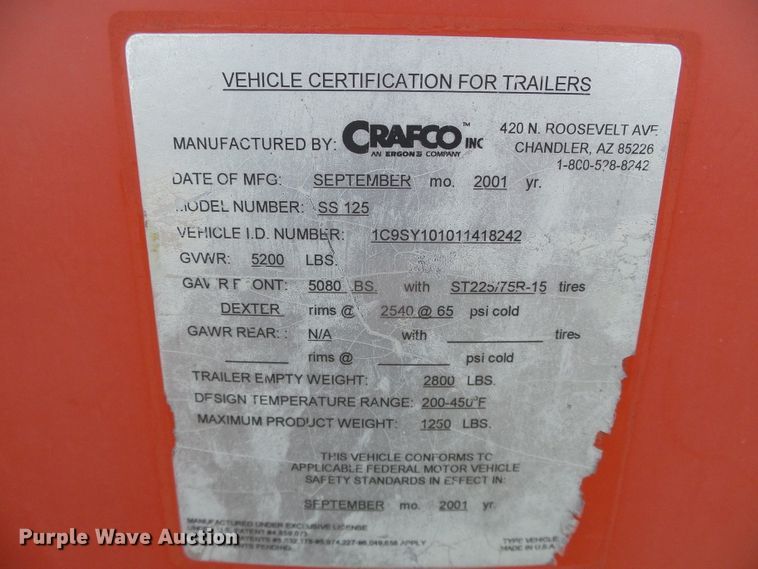 image for item DH4785 2001 Craftco SS125 crack seal machine