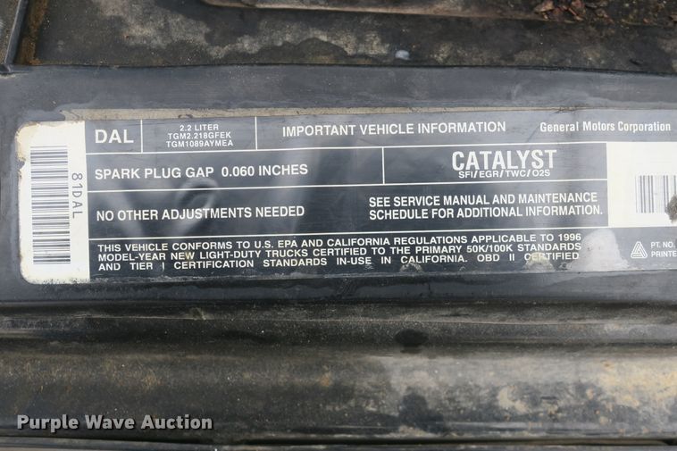 image for item DB10021 1996 Chevrolet S10 pickup truck