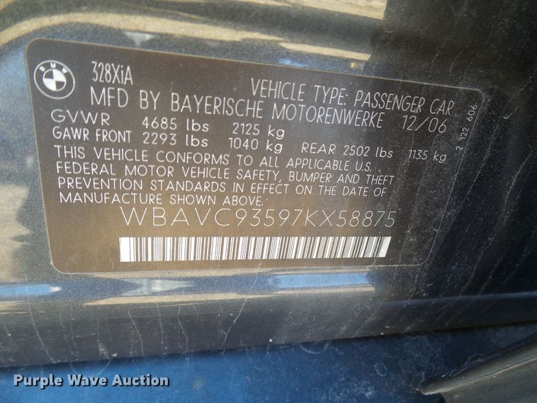 image for item DD1760 2007 BMW 328XI