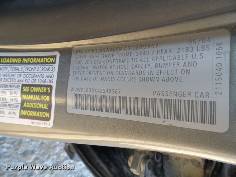 image for item DD1761 2004 Volkswagen Passat