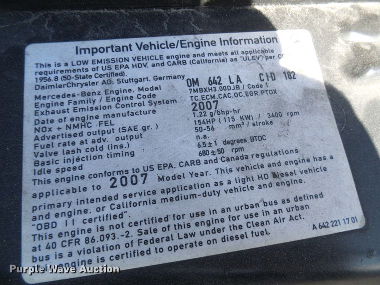 image for item DD1773 2007 Dodge Sprinter 3500 shuttle bus