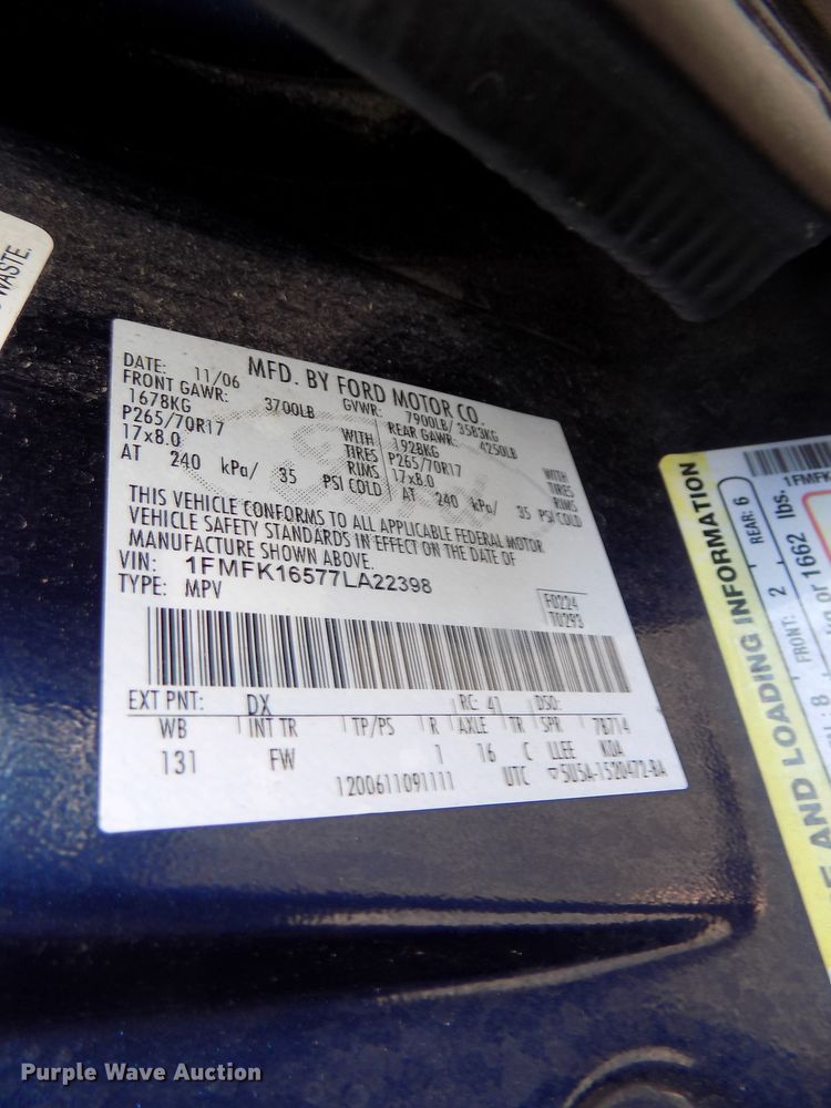 image for item DG2524 2007 Ford Expedition EL XLT SUV