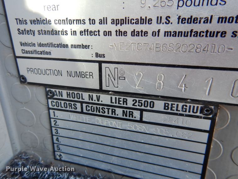 image for item DG5924 1995 Van Hool T845 coach bus