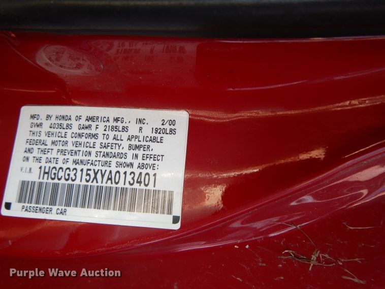 image for item DH2326 2000 Honda Accord EX