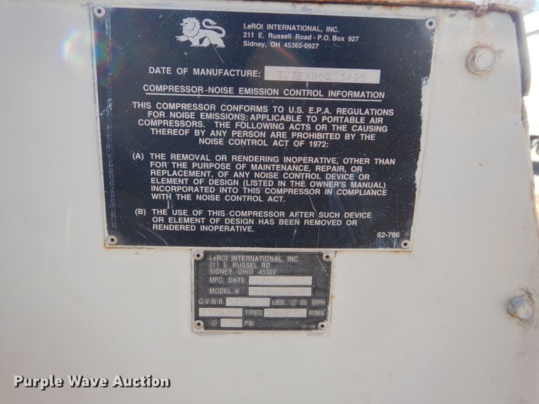image for item DH4389 1995 Leroi 185DJF air compressor