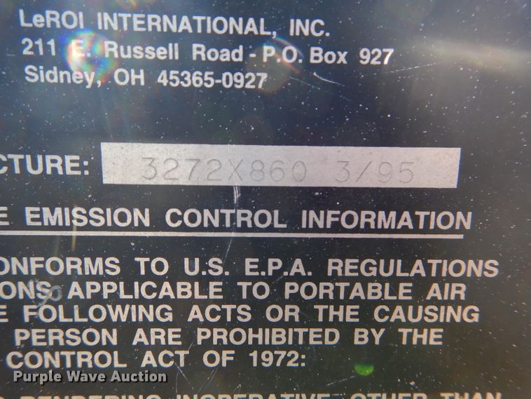 image for item DH4389 1995 Leroi 185DJF air compressor