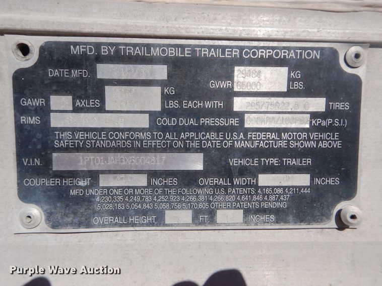 image for item DH4390 1999 Trailmobile dry van trailer