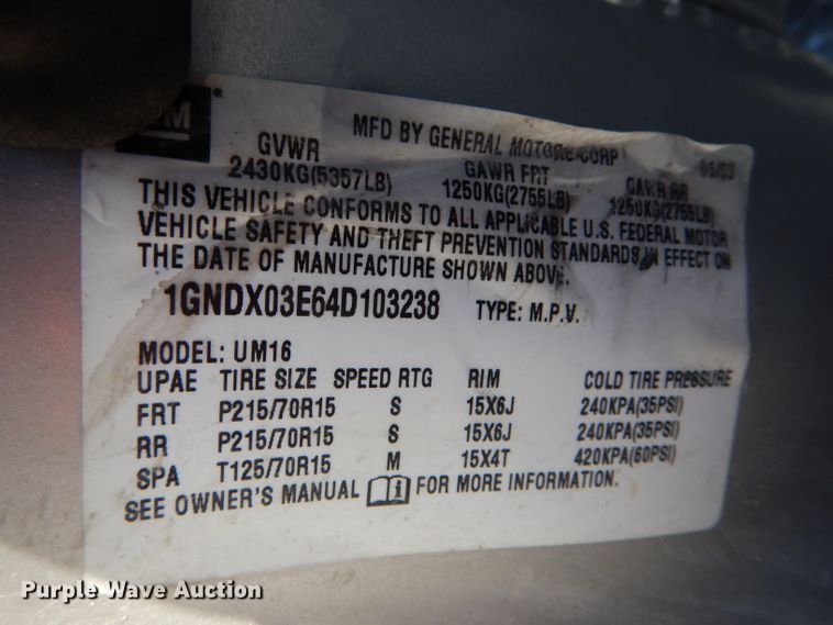 image for item DH6420 2004 Chevrolet Venture LS van