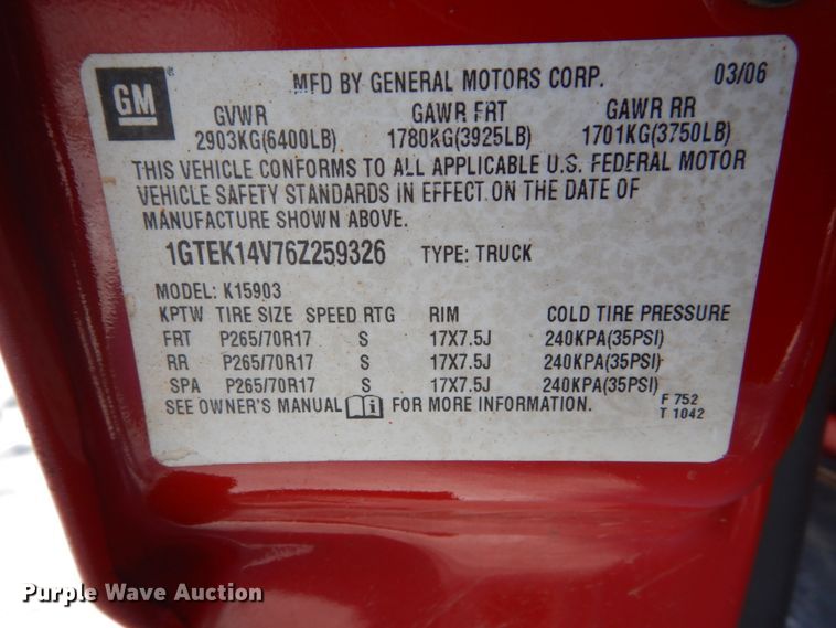 image for item FU9222 2006 GMC Sierra 1500 pickup truck