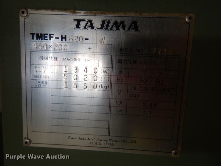 image for item FU9750 Tajima TMEF-H620-W embroidery machine