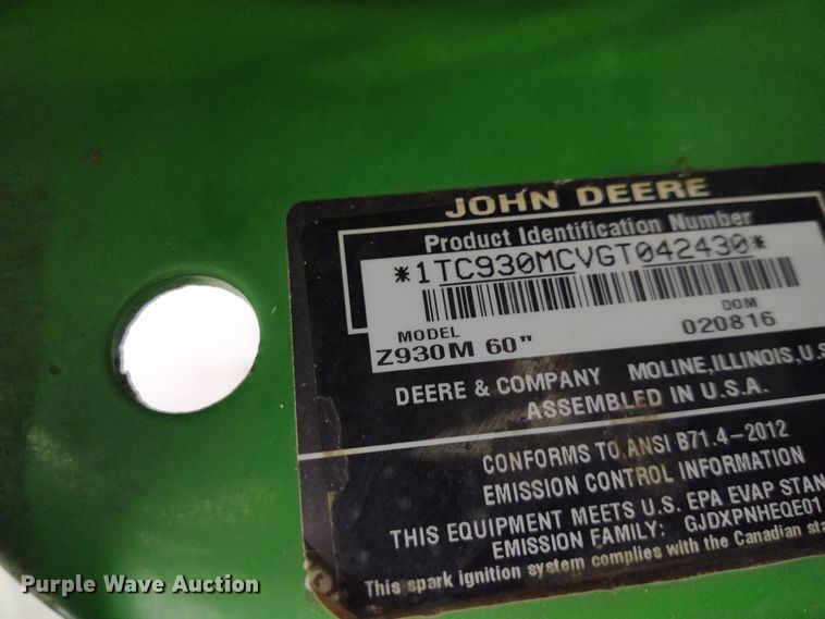 image for item FY9754 John Deere 652R Quik Trak ZTR lawn mower