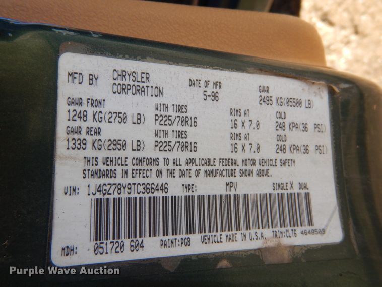 image for item GB9800 1996 Jeep Grand Cherokee SUV