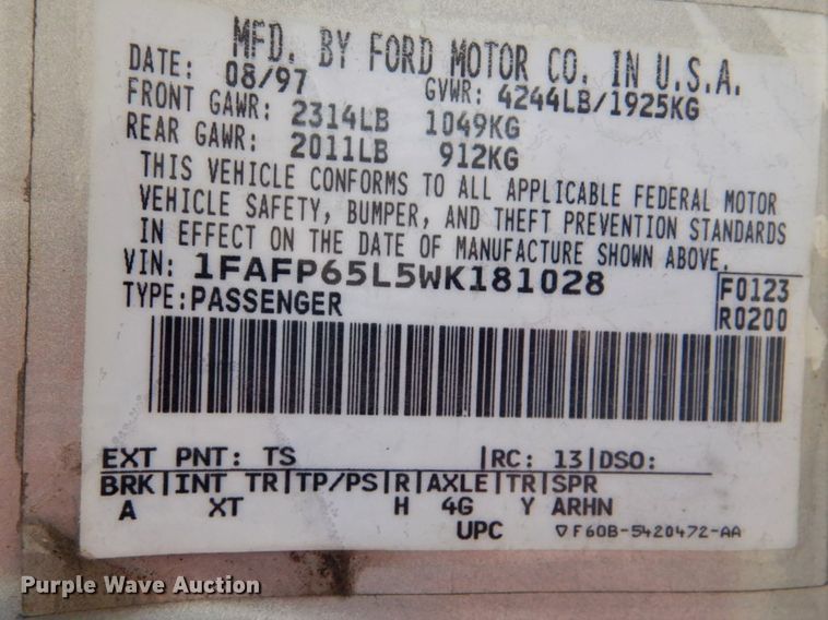 image for item GD9056 1998 Ford Contour