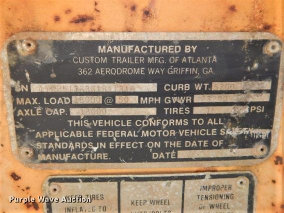 image for item GD9130 1986 Custom Trailer 9TT800 tilt deck equipment trailer