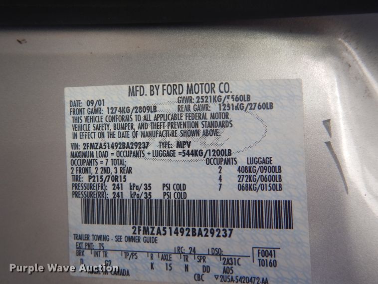 image for item GD9152 2002 Ford Windstar van