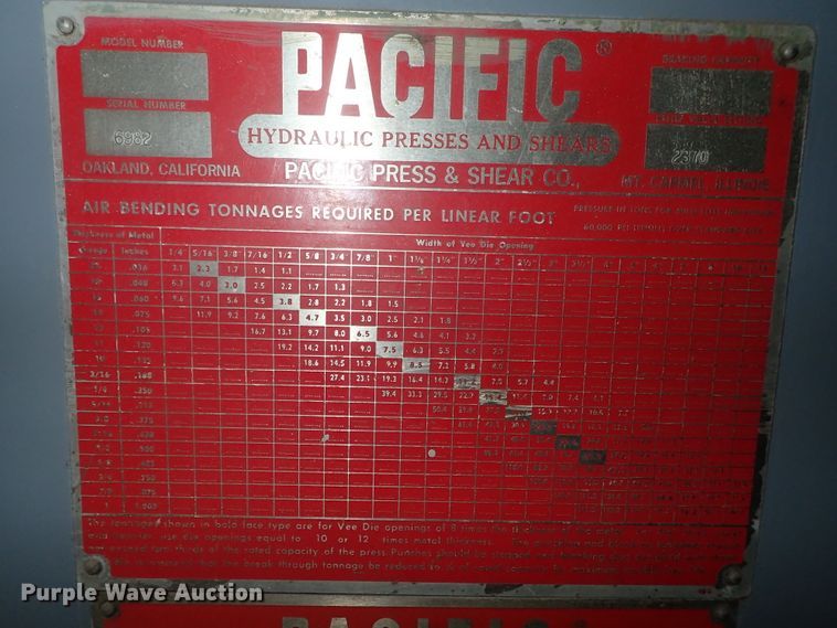 image for item GN9600 Pacific J225-10 hydraulic press brake