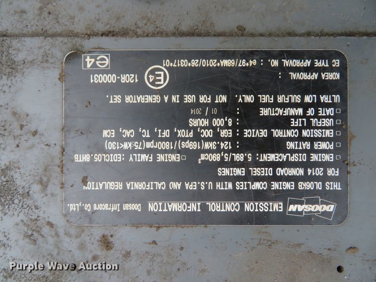 image for item DI2048 2014 Doosan DX225LC-3 excavator